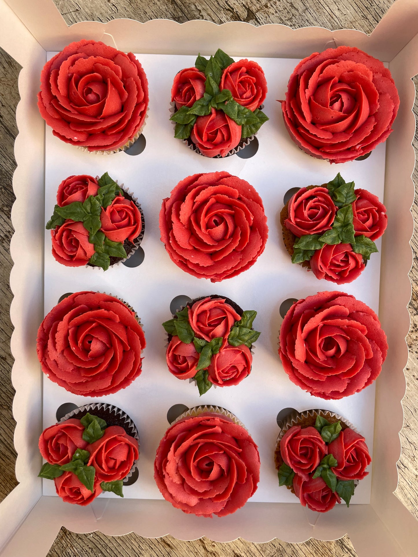 Cupcakes Florales Rosa Rojas