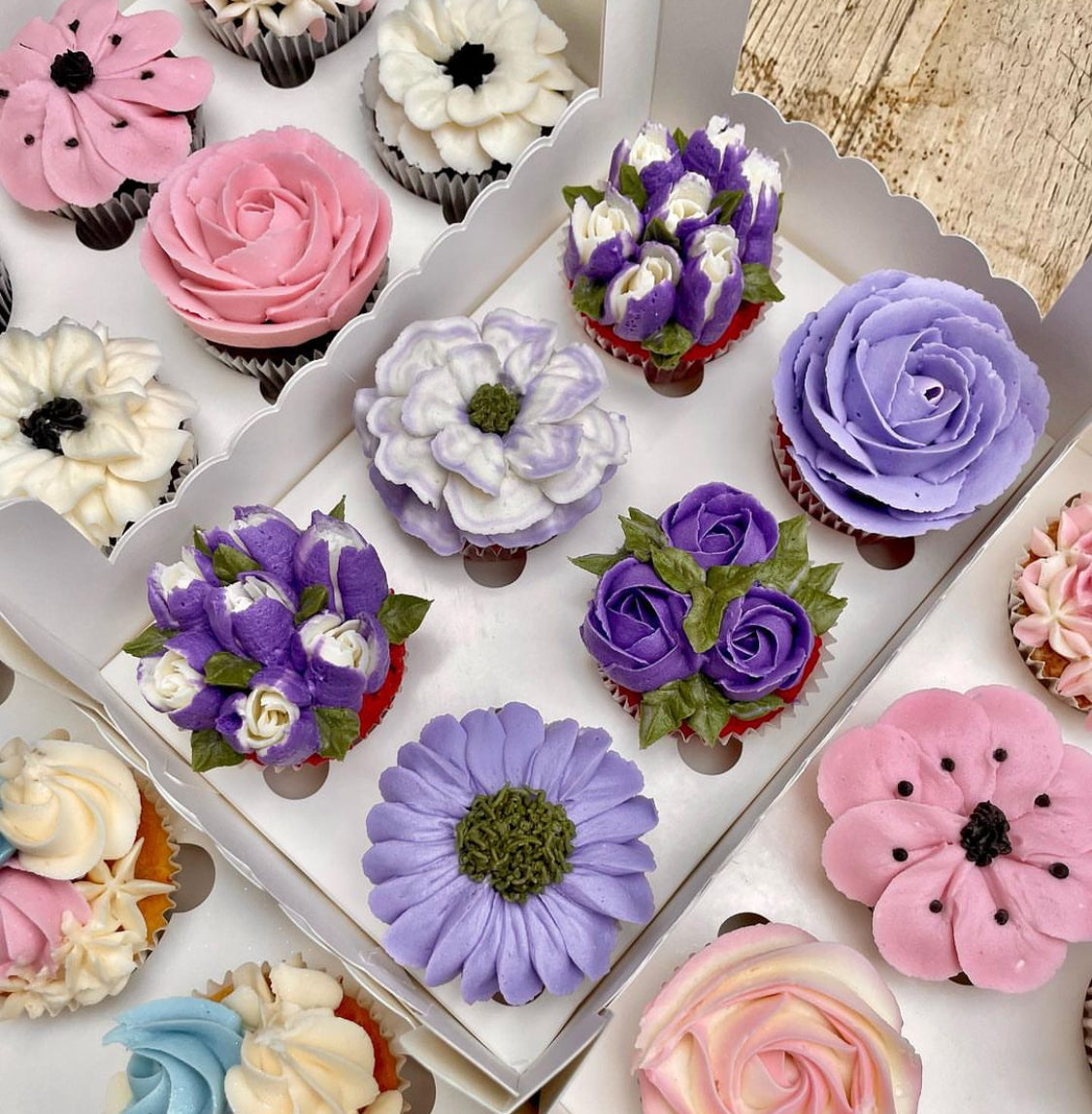 Cupcakes Florales Morado con Lila
