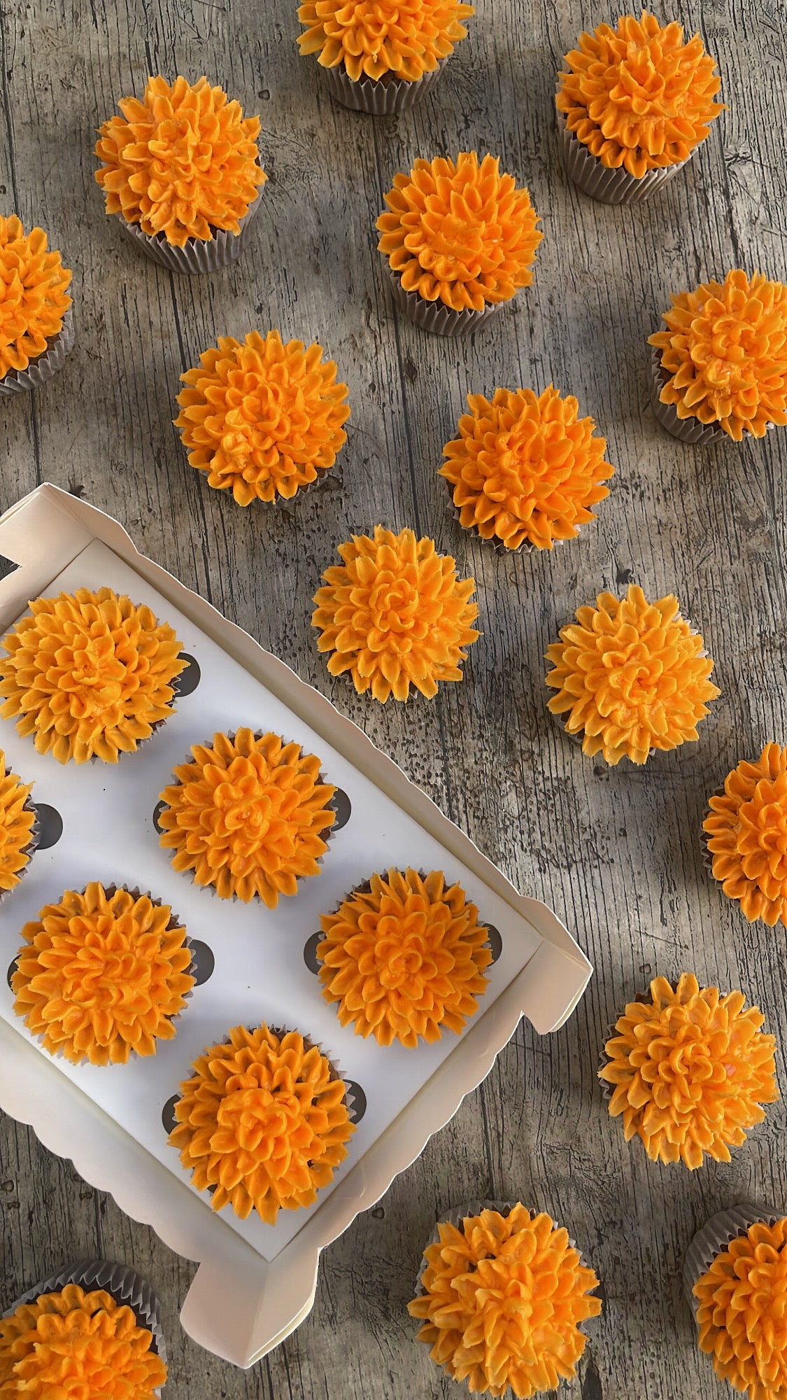 Cupcakes de flor de cempasúchil