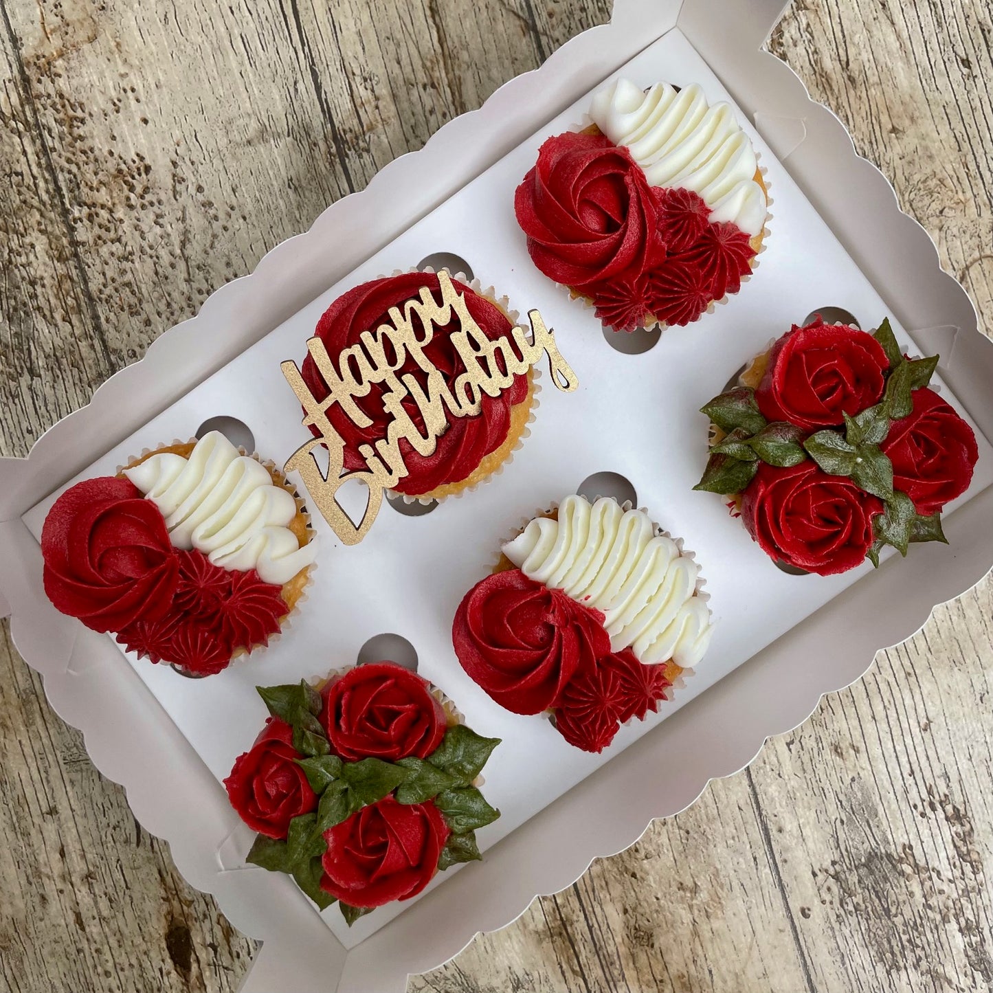 Cupcakes de Cumpleaños con Flores