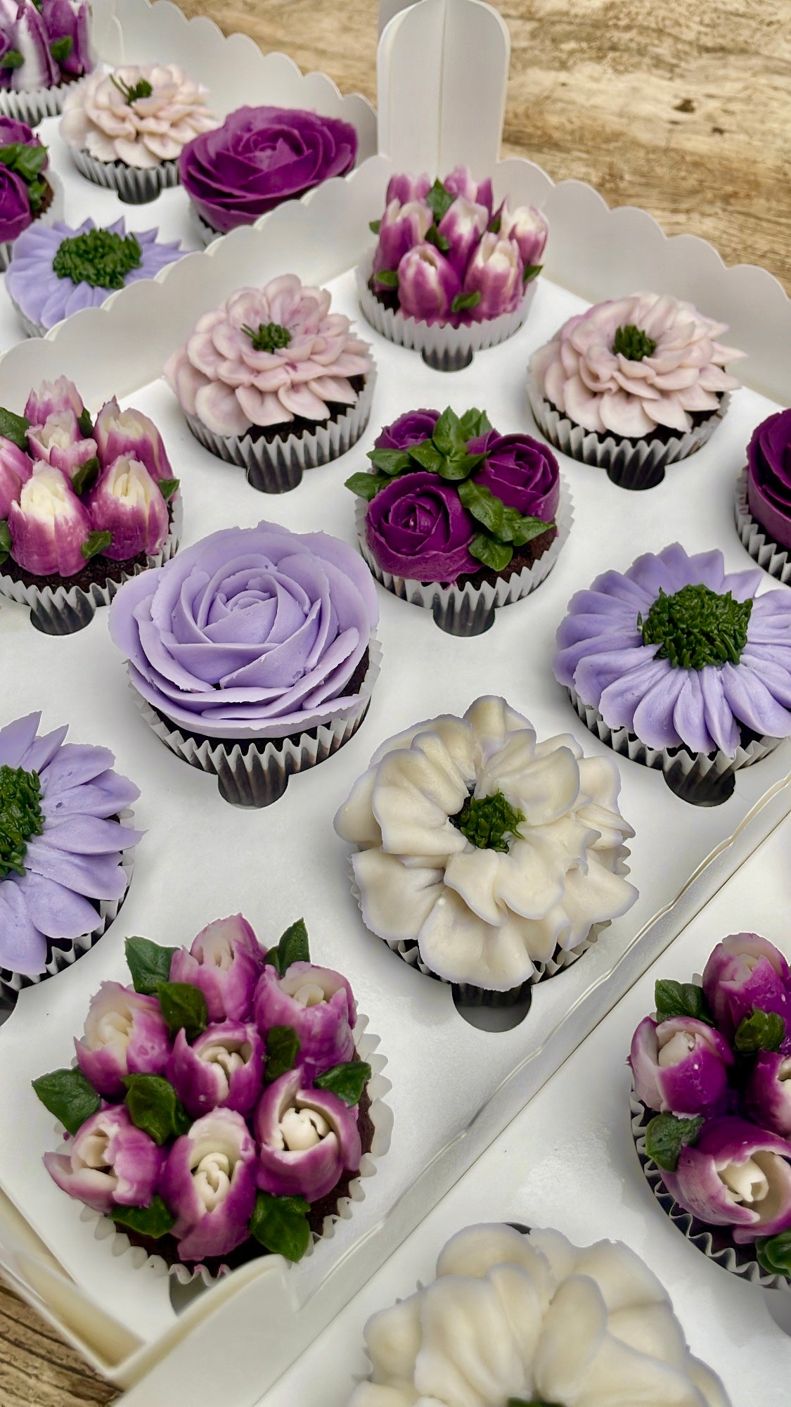 Cupcakes Florales Morado con Lila