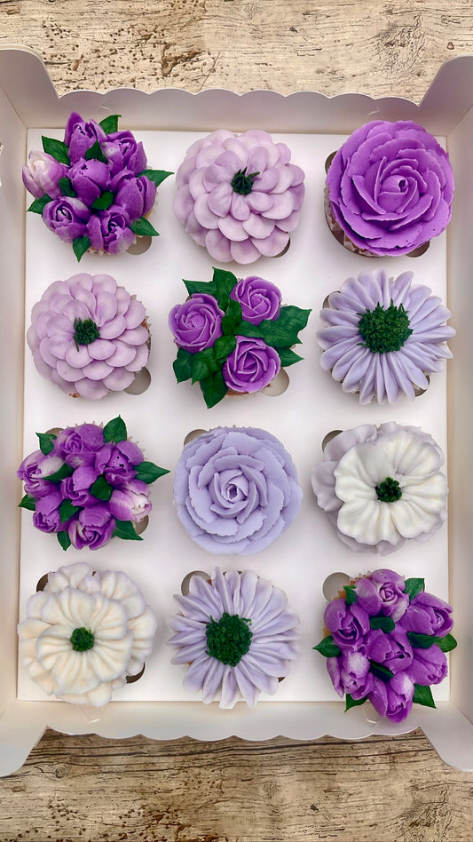 Cupcakes Florales Morado con Lila