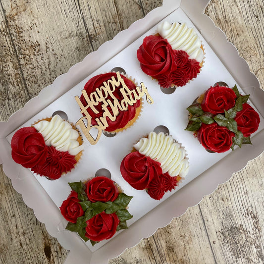 Cupcakes de Cumpleaños con Flores