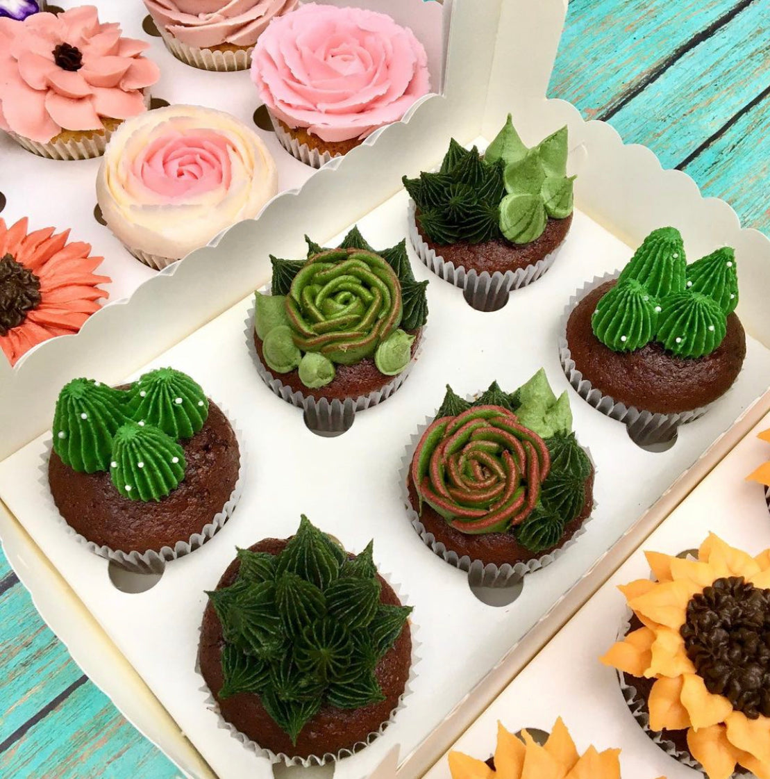 Cupcakes de Cactus y Suculentas